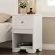 Elegant Design Nightstand with Drawer and Open Shelf for Bedroom, Retro Style Bedside Table with Classic Design and Metal Handle,White Elegant Design Nightstand with Drawer and Open Shelf for Bedroom, Retro Style Bedside Table with Classic Design and Metal Handle,White