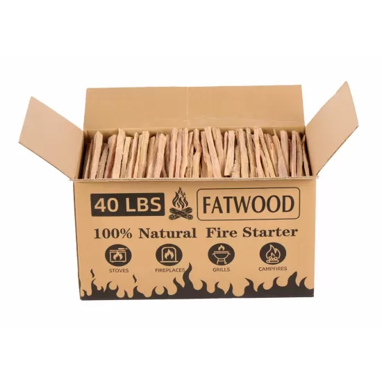 40 Lbs Fatwood Fire Starter Sticks, 100% Natural Kindling wood, Pine Firewood Firestarter for Campfire, Stove, Fireplace, Bonfires, Grill 40 Lbs Fatwood Fire Starter Sticks, 100% Natural Kindling wood, Pine Firewood Firestarter for Campfire, Stove, Fireplace, Bonfires, Grill