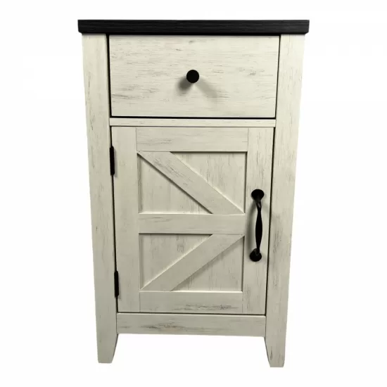 Farmhouse End Table Bedside Table with Charging Station,Night Stand with Barn Door and Drawer, Storage for Bedroom Living Room ,Bedside Table, White+Black color Farmhouse End Table Bedside Table with Charging Station,Night Stand with Barn Door and Drawer, Storage for Bedroom Living Room ,Bedside Table, White+Black color