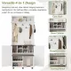 ON-TREND Farmhouse 4-in-1 Hall Tree with Barn Doors, Movable Bench with 7 Hanging Hooks and Shoe Storage Cabinet, 76.9 Inch H Entryway Coat Rack with 6 Brake Wheels for Hallway, Living Room, White ON-TREND Farmhouse 4-in-1 Hall Tree with Barn Doors, Movable Bench with 7 Hanging Hooks and Shoe Storage Cabinet, 76.9 Inch H Entryway Coat Rack with 6 Brake Wheels for Hallway, Living Room, White