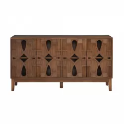 60.5 Inch  Mid Century Modern Sideboard Buffet Cabinet with Storage, TV Media Console Table, Storage Cabinet with 4 Doors & Adjustable Shelves for Kitchen Dining Living Room Bedroom Entryway, Walnut