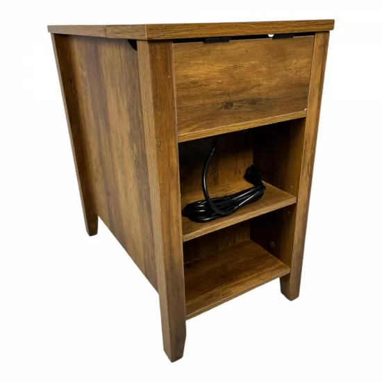 Farmhouse End Table Bedside Table with Charging Station,Night Stand with Barn Door and Drawer, Storage for Bedroom Living Room ,Bedside Table, Brown color Farmhouse End Table Bedside Table with Charging Station,Night Stand with Barn Door and Drawer, Storage for Bedroom Living Room ,Bedside Table, Brown color
