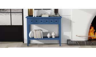 Rustic Navy Console Table: Stylish and Functional Entryway Addition