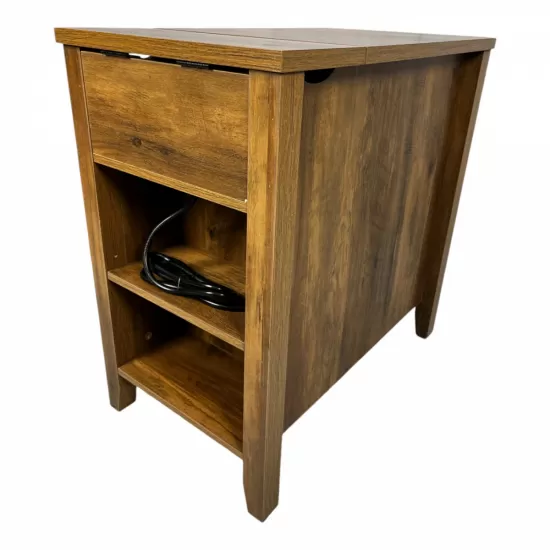 Farmhouse End Table Bedside Table with Charging Station,Night Stand with Barn Door and Drawer, Storage for Bedroom Living Room ,Bedside Table, Brown color Farmhouse End Table Bedside Table with Charging Station,Night Stand with Barn Door and Drawer, Storage for Bedroom Living Room ,Bedside Table, Brown color