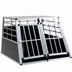 Double Doors Pet Car Transport Cage Aluminium Puppy Travel Crate Box Trapezoidal Kennel Dog Cat Carrier Cage Double Doors Pet Car Transport Cage Aluminium Puppy Travel Crate Box Trapezoidal Kennel Dog Cat Carrier Cage