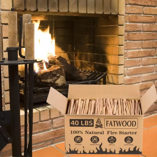 40 Lbs Fatwood Fire Starter Sticks, 100% Natural Kindling wood, Pine Firewood Firestarter for Campfire, Stove, Fireplace, Bonfires, Grill 40 Lbs Fatwood Fire Starter Sticks, 100% Natural Kindling wood, Pine Firewood Firestarter for Campfire, Stove, Fireplace, Bonfires, Grill
