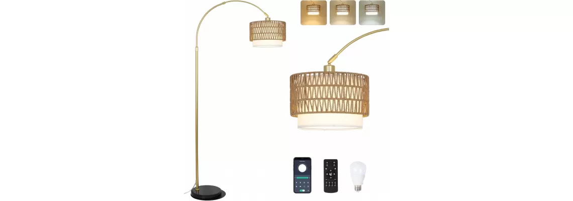 Stylish Arc Floor Lamp for Bedroom: Rattan & Linen Shades with Remote Dimming
Stylish Arc Floor Lamp for Bedroom: Rattan & Linen Shades with Remote Dimming