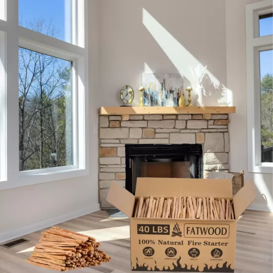 40 Lbs Fatwood Fire Starter Sticks, 100% Natural Kindling wood, Pine Firewood Firestarter for Campfire, Stove, Fireplace, Bonfires, Grill 40 Lbs Fatwood Fire Starter Sticks, 100% Natural Kindling wood, Pine Firewood Firestarter for Campfire, Stove, Fireplace, Bonfires, Grill