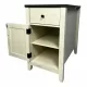 Farmhouse End Table Bedside Table with Charging Station,Night Stand with Barn Door and Drawer, Storage for Bedroom Living Room ,Bedside Table, White+Black color Farmhouse End Table Bedside Table with Charging Station,Night Stand with Barn Door and Drawer, Storage for Bedroom Living Room ,Bedside Table, White+Black color