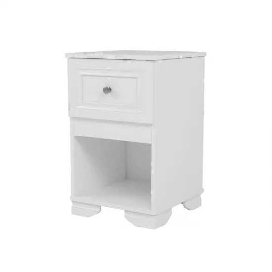 Elegant Design Nightstand with Drawer and Open Shelf for Bedroom, Retro Style Bedside Table with Classic Design and Metal Handle,White Elegant Design Nightstand with Drawer and Open Shelf for Bedroom, Retro Style Bedside Table with Classic Design and Metal Handle,White