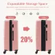 Hard sided expand suitcase with rotating wheels, TSA lock, retractable handle, Pink, 3P Hard sided expand suitcase with rotating wheels, TSA lock, retractable handle, Pink, 3P