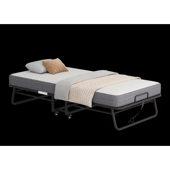 Folding Bed with Mattress 75 Inch x 38 Inch Rollaway Guest Bed Portable Foldable Bed for Adults with 5 Inch Memory Foam Mattress Space-Saving All Metal Steel Pipe Frame Slatted Pipe Style Folding Bed with Mattress 75 Inch x 38 Inch Rollaway Guest Bed Portable Foldable Bed for Adults with 5 Inch Memory Foam Mattress Space-Saving All Metal Steel Pipe Frame Slatted Pipe Style