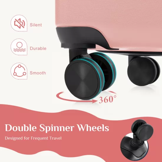 Hard sided expand suitcase with rotating wheels, TSA lock, retractable handle, Pink, 3P Hard sided expand suitcase with rotating wheels, TSA lock, retractable handle, Pink, 3P