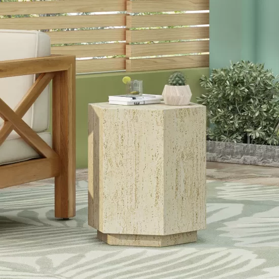 MGO Hexagonal Archaistic Side Table MGO Hexagonal Archaistic Side Table