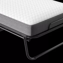 Folding Bed with Mattress 75 Inch  x 46 Inch  Rollaway Guest Bed Portable Foldable Bed for Adults with 5 Inch  Memory Foam Mattress Space-Saving All Metal Steel Pipe Frame Slatted Pipe Style