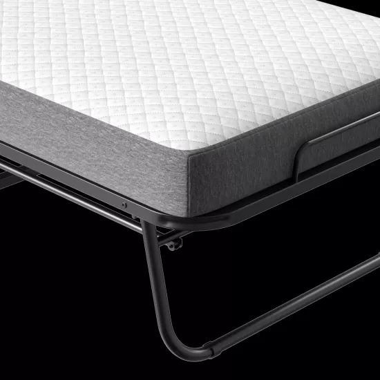 Folding Bed with Mattress 75 Inch x 46 Inch Rollaway Guest Bed Portable Foldable Bed for Adults with 5 Inch Memory Foam Mattress Space-Saving All Metal Steel Pipe Frame Slatted Pipe Style Folding Bed with Mattress 75 Inch x 46 Inch Rollaway Guest Bed Portable Foldable Bed for Adults with 5 Inch Memory Foam Mattress Space-Saving All Metal Steel Pipe Frame Slatted Pipe Style