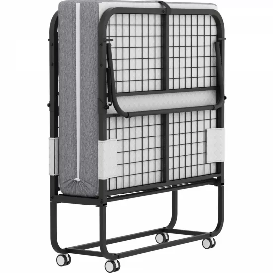 Folding Bed with Mattress 75 Inch x 46 Inch Rollaway Guest Bed Portable Foldable Bed for Adults with 5 Inch Memory Foam Mattress Space-Saving Sturdy Metal Frame Grid Style Folding Bed with Mattress 75 Inch x 46 Inch Rollaway Guest Bed Portable Foldable Bed for Adults with 5 Inch Memory Foam Mattress Space-Saving Sturdy Metal Frame Grid Style