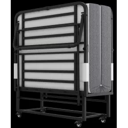 Folding Bed with Mattress 75 Inch  x 46 Inch  Rollaway Guest Bed Portable Foldable Bed for Adults with 5 Inch  Memory Foam Mattress Space-Saving All Metal Steel Pipe Frame Slatted Pipe Style