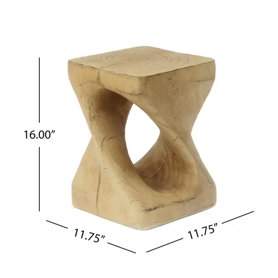 MGO Twist Shape Side Table, Wood-like texture, Natural Color MGO Twist Shape Side Table, Wood-like texture, Natural Color