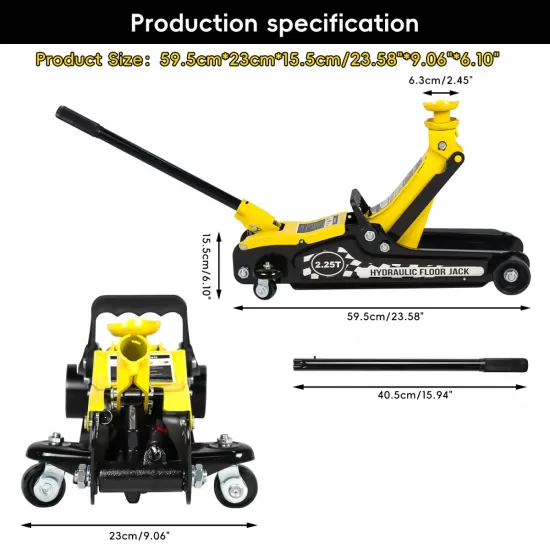 Lifting Range 4.33 Inch -14.17 Inch ,2.25Ton Hydraulic Floor Jack,3 Ton Jack Stands,Tire Repair kit,Yellow,Low Profile Service Jack,4960 LB Capacity,Double Locking Pins Lifting Range 4.33 Inch -14.17 Inch ,2.25Ton Hydraulic Floor Jack,3 Ton Jack Stands,Tire Repair kit,Yellow,Low Profile Service Jack,4960 LB Capacity,Double Locking Pins