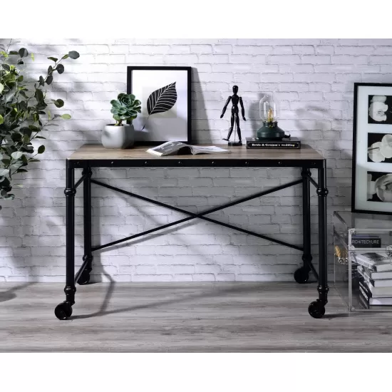 Oklarth Rustic Oak & Black Finish Writing Desk Oklarth Rustic Oak & Black Finish Writing Desk