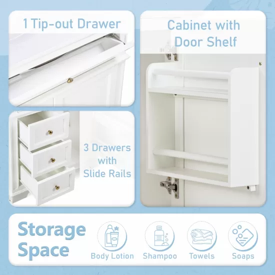30 Inch Bathroom Vanity with Sink, One Tip-out Drawer, Three Drawers, Door Shelf, Soft Closing Door, White 30 Inch Bathroom Vanity with Sink, One Tip-out Drawer, Three Drawers, Door Shelf, Soft Closing Door, White