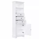 White Tall Storage Cabinet with 3 Drawers and Adjustable Shelves for Bathroom, Study, Office and Interior, MDF Board with Painted Finish (Old Sku:WF298151AAK)