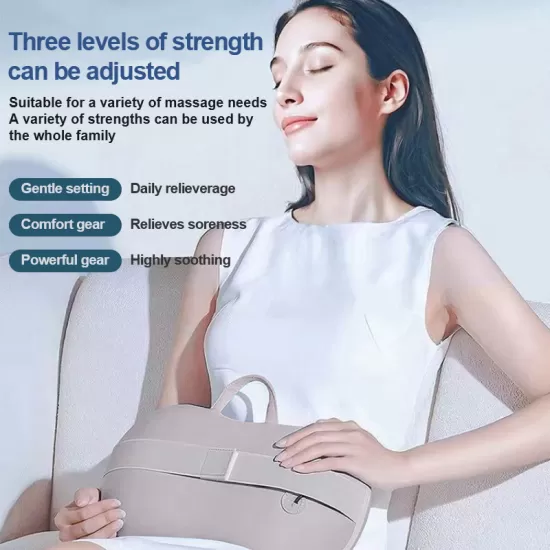 Massage the back and neck with heated, kneading deep tissue massage pillows Massage the back and neck with heated, kneading deep tissue massage pillows