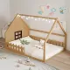 Full Size Wood House Bed with Window and Fence, Natural(Old SKU: WF304147AA) Full Size Wood House Bed with Window and Fence, Natural(Old SKU: WF304147AA)