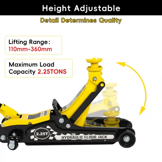 Lifting Range 4.33 Inch -14.17 Inch ,2.25Ton Hydraulic Floor Jack,3 Ton Jack Stands,Tire Repair kit,Yellow,Low Profile Service Jack,4960 LB Capacity,Double Locking Pins Lifting Range 4.33 Inch -14.17 Inch ,2.25Ton Hydraulic Floor Jack,3 Ton Jack Stands,Tire Repair kit,Yellow,Low Profile Service Jack,4960 LB Capacity,Double Locking Pins