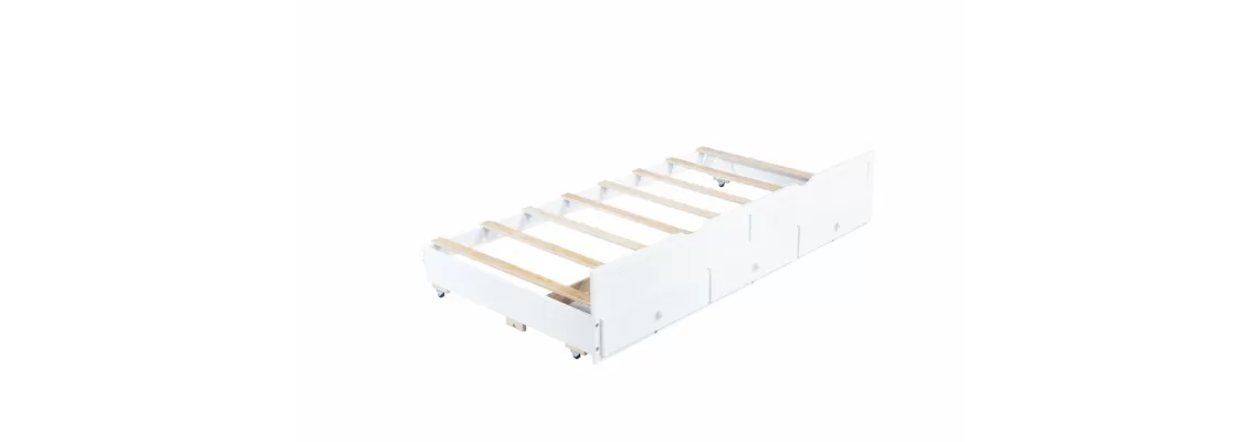Twin Size Pine Wood Bed with Headboard, Footboard, Trundle, and Storage Drawers – A Perfect Space-Saving Solution Twin Size Pine Wood Bed with Headboard, Footboard, Trundle, and Storage Drawers – A Perfect Space-Saving Solution