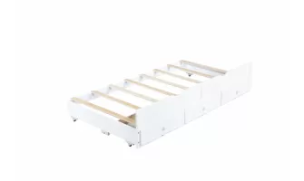 Twin Size Pine Wood Bed with Headboard, Footboard, Trundle, and Storage Drawers – A Perfect Space-Saving Solution