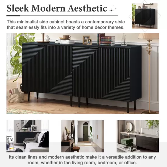 Mirod Modern Minimalist Side Cabinet with Adjustable Shelves ,Stylish Geometric Door Design,Ample Storage Space for Any Home Decor Mirod Modern Minimalist Side Cabinet with Adjustable Shelves ,Stylish Geometric Door Design,Ample Storage Space for Any Home Decor