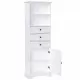 White Tall Storage Cabinet with 3 Drawers and Adjustable Shelves for Bathroom, Study, Office and Interior, MDF Board with Painted Finish (Old Sku:WF298151AAK)