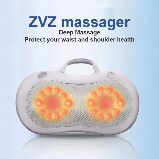 Massage the back and neck with heated, kneading deep tissue massage pillows Massage the back and neck with heated, kneading deep tissue massage pillows