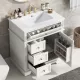 30 Inch Bathroom Vanity with Sink, One Tip-out Drawer, Three Drawers, Door Shelf, Soft Closing Door, White 30 Inch Bathroom Vanity with Sink, One Tip-out Drawer, Three Drawers, Door Shelf, Soft Closing Door, White