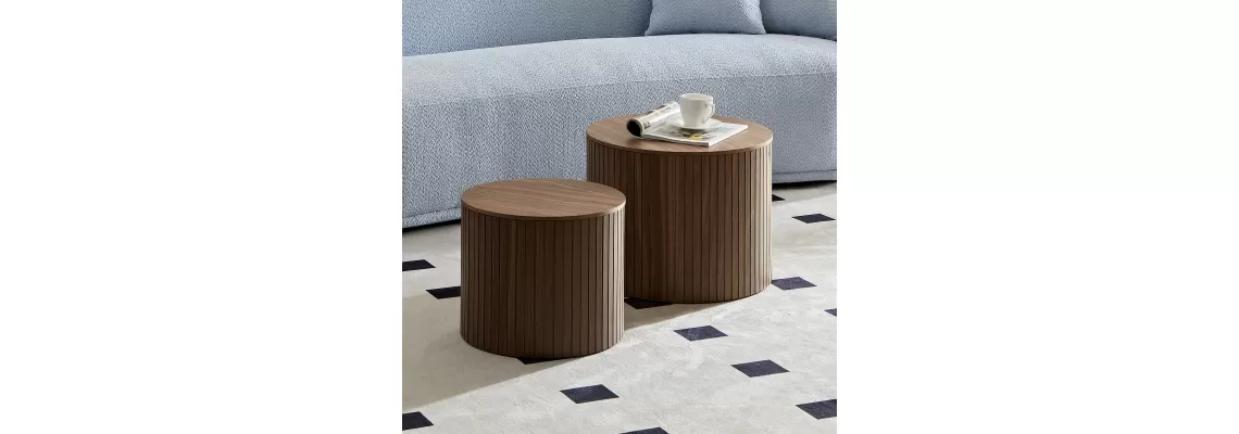Walnut-Colored Handcrafted MDF Nested Table Set: Perfect for Your Living Room Walnut-Colored Handcrafted MDF Nested Table Set: Perfect for Your Living Room