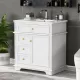 30 Inch Bathroom Vanity with Sink, One Tip-out Drawer, Three Drawers, Door Shelf, Soft Closing Door, White 30 Inch Bathroom Vanity with Sink, One Tip-out Drawer, Three Drawers, Door Shelf, Soft Closing Door, White