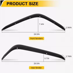 Front & Rear Fender Flares Compatible with 2007-2018 Jeep Wrangler JK JKU, Off-Road Wheel Flares Liner 4 PCS