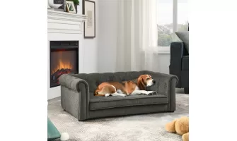 Modern and Stylish Dark Grey Elevated Dog Sofa Bed for Medium and Large Dogs