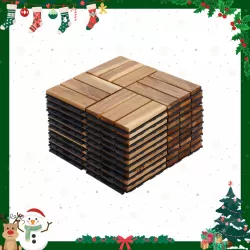 10 PCS Interlocking Deck Tiles Checker Pattern, 12 Inch  x 12 Inch  Square Yellow Acacia Hardwood Outdoor Flooring for Patio, Bancony, Pool Side,... 10 PCS Interlocking Deck Tiles Checker Pattern, 12 Inch  x 12 Inch  Square Yellow Acacia Hardwood Outdoor Flooring for Patio, Bancony, Pool Side,...
