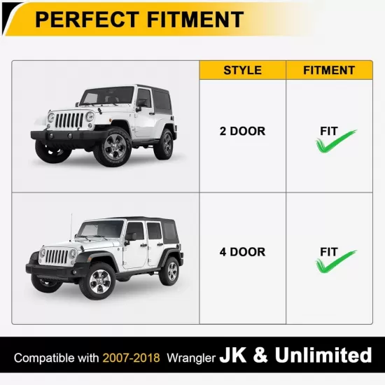Front & Rear Fender Flares Compatible with 2007-2018 Jeep Wrangler JK JKU, Off-Road Wheel Flares Liner 4 PCS Front & Rear Fender Flares Compatible with 2007-2018 Jeep Wrangler JK JKU, Off-Road Wheel Flares Liner 4 PCS