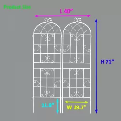 2 Pack Metal Garden Trellis 71 Inch  x 19.7 Inch  Rustproof Trellis for Climbing Plants Outdoor Flower Support Cream White