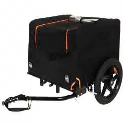 2-in-1 Bike & Pull-Behind Pet Trailer – Convertible Dog/Cat Carrier with Detachable Bike Hitch & Built-in Towing Handle – All-Terrain Wheels for Cycling and Hand-Pulled Transport, Orange and Black