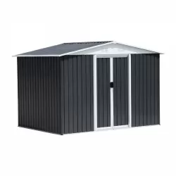 Outdoor Storage Garden Bike Shed 8x6 Feet Apex Roof Dark Grey With Aluminum alloy frame and sliding door