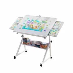 1500 pieces Jigsaw Puzzle metal Table board for adults gift with 4 Drawers(white)