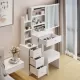 29.2 Inch Small Space Left Bedside Cabinet Vanity Table + Cushioned Stool, Extra Large Right sliding mirror, Multi Layer High Capacity Storage, Practical Fashionable Dresser, Suitable For Small Space 29.2 Inch Small Space Left Bedside Cabinet Vanity Table + Cushioned Stool, Extra Large Right sliding mirror, Multi Layer High Capacity Storage, Practical Fashionable Dresser, Suitable For Small Space