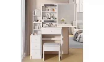  

Compact and Stylish: The Perfect 29.2 Inch Left Bedside Cabinet Vanity Table for Small Spaces