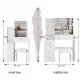 29.2 Inch Small Space Left Bedside Cabinet Vanity Table + Cushioned Stool, Extra Large Right sliding mirror, Multi Layer High Capacity Storage, Practical Fashionable Dresser, Suitable For Small Space 29.2 Inch Small Space Left Bedside Cabinet Vanity Table + Cushioned Stool, Extra Large Right sliding mirror, Multi Layer High Capacity Storage, Practical Fashionable Dresser, Suitable For Small Space
