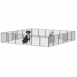 Dog Pens Outdoor 32 Inch  Height Foldable24 Panels Heavy Duty Metal Portable Dog Playpen Indoor Anti-Rust Exercise Dog Fence with Doors for Large/Medium/Small Pets Play Pen for RV Camping Yard